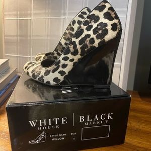 White House Black Market Willow Animal Print Wedges